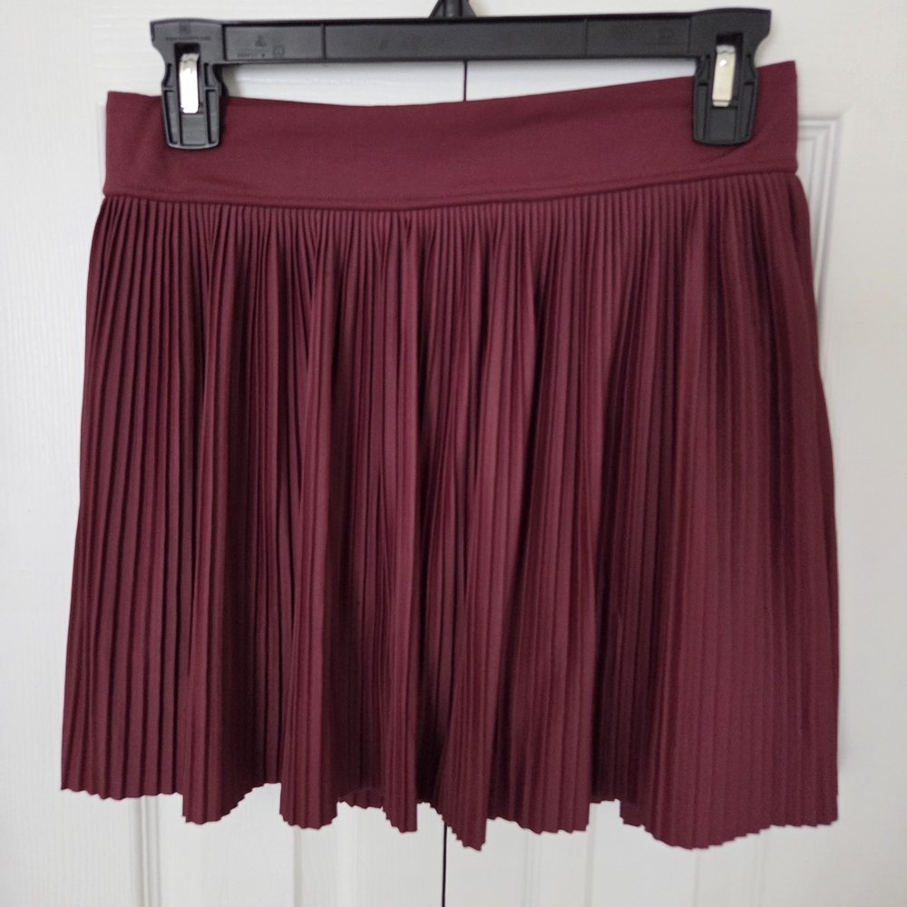 Kyodan Oxblood Red Pleated Mini Skirt With Built In Shorts